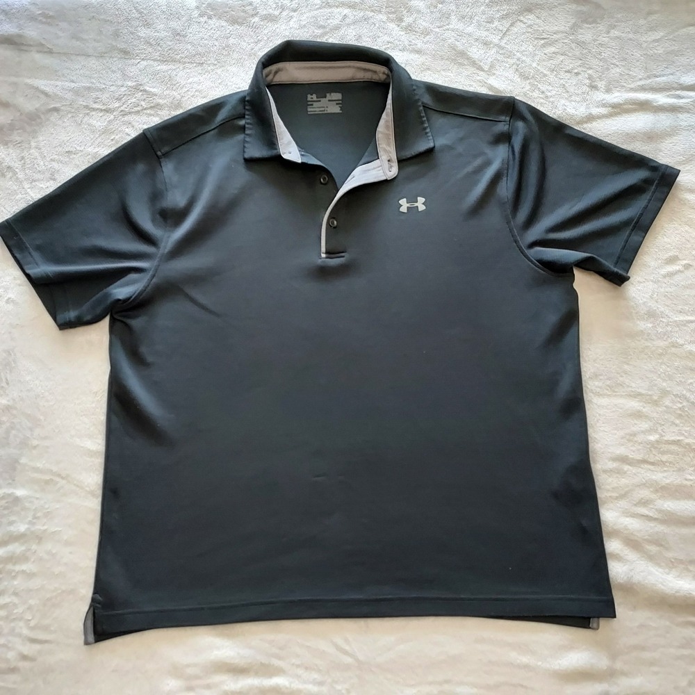 Under Armour Mens HeatGear Loose Fit Short Sleeve Polo Shirt Black XL Golf